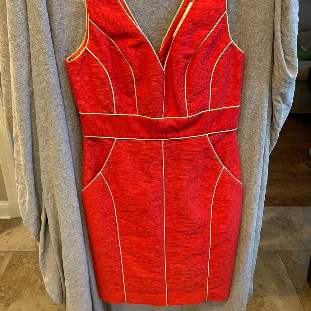 Trina Turk Los Angeles Dress Waist Sleeveless in Red Size 6 Fit And Flare - Picture 7 of 8
